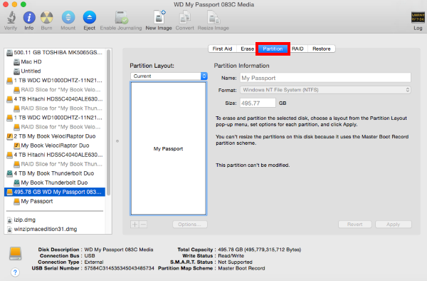 wd my passport partition for mac and windows